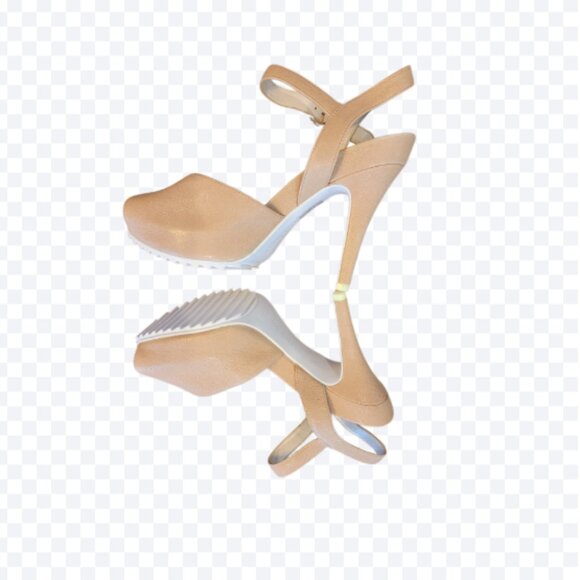 Nine West Ratical Creamy Tan Soft Leather Spike Heel Stiletto Sandals - Picture 1 of 14